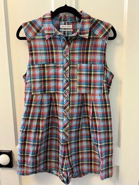 Urban Outfitters seersucker check romper w/pockets (shorts) S